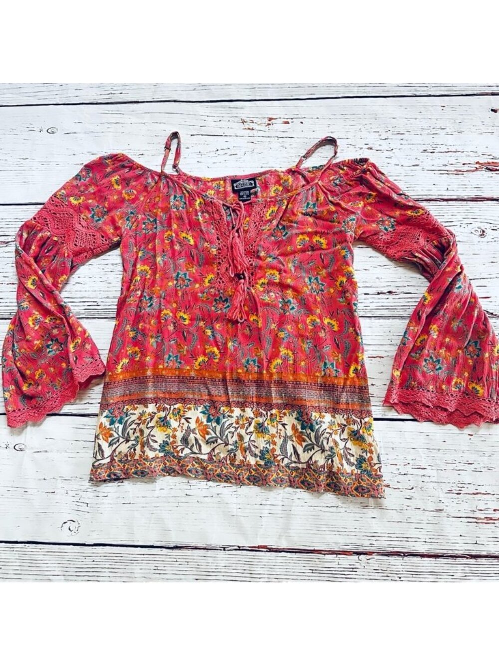 Women’s pink Floral Boho Blouse! Size M